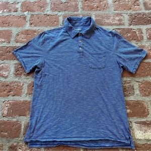 Goodfellow & Co Men's blue and white striped polo button down short sleeve shirt